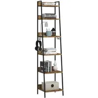 Woltu Standregal, 1-tlg., mit 6 Ebenen, mit 4 Haken, aus MDF Metall