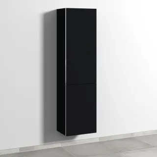 Sanipa 3way Stauraumschrank mit 1 Tür und 1 Wäschekorbklappe, Schwarz-Matt BS18508