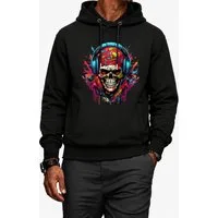 Banco Hoodie Herren Kapuzenpullover Pullover Pulli Langarmshirt "Skull Musik" mit Kapuze und zwei Eingriffstaschen
