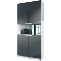 Vladon Aktenschrank Logan V2 (Aktenschrank, mit 5 Fächern und 4 Türen) Weiß matt/Graphit seidenmatt (82 x 185 x 37 cm)