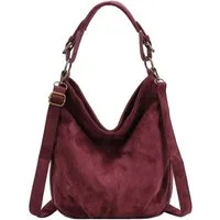 ITALYSHOP24 Schultertasche DAMEN SHOPPER Hobo Bag Umhängetasche Handtasche City Bag Cross-Over (Spar-Set: Henkel Tasche mit Schultergurt, Workbag Leder Optik, 2-tlg., mit Henkel und Schultergurt), Damentasche Freizeit Abend Leder Optik Henkeltasche R