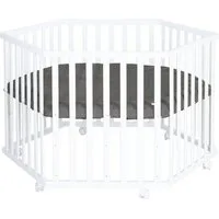 roba® Laufgitter Luxe 6-eckig, Laufstall, inkl. Schutzeinlage & Rollen, höhenverstellbar