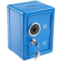 Idena Spardose Spartresor mit Zahlenschloss & Schlüsselschloss, Blau aus Metall Spardose