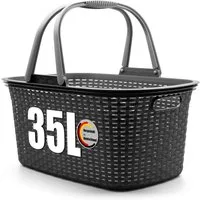 BigDean Wäschekorb Wäschesammler mit Henkel 35L Rattan Design Made in Germany (Packung, 1 St., Wäschewanne), Großes Fassungsvolumen, Robust, Elegant