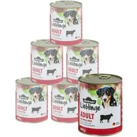 Dehner Lieblinge Adult Rind / Herz, 6 x 800 g Dose, getreidefrei / zuckerfrei Rind, Nassfutter für: Hunde, Nassfutter für ausgewachsene Hunde