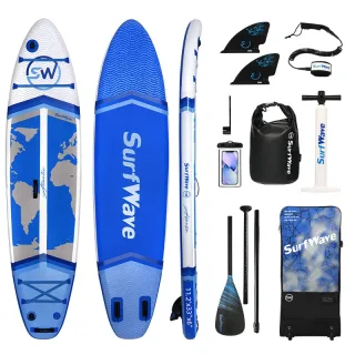[EU Direct] WaveRite Inflatable Stand Up Paddle Board 340*84*15cm 380lbs Capacity 12-15 PSI Wide Stable iSUP Non-Slip De