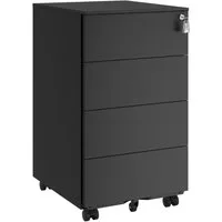 SONGMICS Rollcontainer Schubladenschrank, mobiler Aktenschrank, Metallschrank, Druckertisch, abschließbar, 3/4 Schubladen