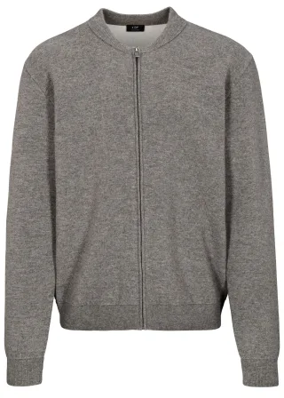 COMMANDER Finest Clothing - Baseball-Cardigan m.Zip, uni dark stone mel. - Gr. - M