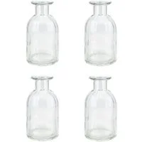 Creativery Dekovase, Vasen Glas gerillt 14cm klar transparent 250ml 4er Set