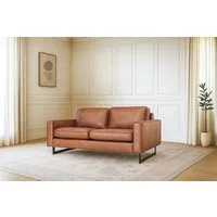 OTTO home 2-Sitzer Pinto, 166 cm, Cord, Chenille, Lederoptik, mit Keder, schwarze Metallfüße, Wellenunterfederung