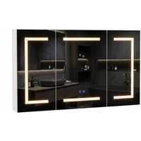 Furnishings Home Badezimmerspiegelschrank Spiegelschrank Doppeltür Hängeschrank mit LED (Einstellung der warmen und kalten Farbtemperatur 3000/4500/6400K) inkl. Steckdosen, LED-Beleuchtung, Touchschalter, Antibeschlagfunktion