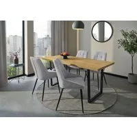 Jockenhöfer Gruppe Essgruppe ROGER, Sitzgruppe, Esstisch 160 cm, 4 Stühle, (Set, 5-tlg., Esstisch 160 cm plus 4 Esszimmerstühle), Tischplatte Wildeiche, Stühle mit Webstoff