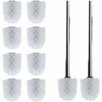 Daloual WC-Reinigungsbürste Ersatzbürstenköpfe Ø 6,5 cm inklusive Edelstahlgriff, Badezimmer, Gäste-WC, (Vorteils-Set, 12-tlg), Auswechselbarer Bürstenkopf, hochwertige Borsten, rostfrei, Edelstahl