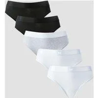 MP Damen Bikinislip mit Mittelhohem Bund (5er-Packung) – Weiß/Schwarz/Hellgrau - S