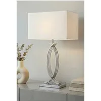 Arnusa Tischleuchte große Tischlampe 74 cm Chrom weißer Schirm Dekoleuchte E27, ohne Leuchtmittel, edle Lampe Chrom