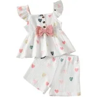 Lapastyle Shirt & Shorts Baby Mädchen Sommer Outfit set, Set aus 100 % Baumwolle (Set, 2-tlg) bedrucktes Oberteil und Shorts, Casual Bequeme Kleidung
