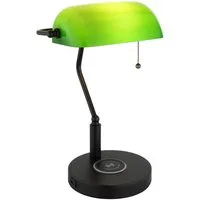 OTTO home Tischleuchte Eevva, USB-Anschluss mit Ladefunktion, ohne Leuchtmittel, Wireless Ladefunktion, Bankerlampe, Zugschalter-Kette