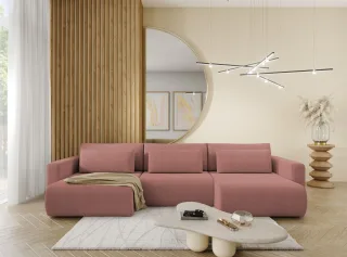 Wohnlandschaft Sofa mit Schlaffunktion CHAIRA Stoff Curio Rose
