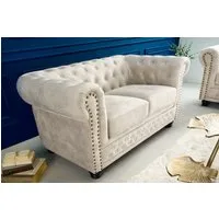 riess-ambiente Sofa CHESTERFIELD 150cm champagner / dunkelbraun, Einzelartikel 1 Teile, Wohnzimmer · Samt · 2-Sitzer · mit Armlehne · Federkern