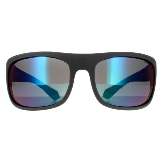 Polaroid Wrap Mens Grau Grün Grau Grün Spiegel Polarisierte Sonnenbrille