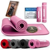 NEOLYMP Fitnessmatte (Yogamatte mit Tragegurt inklusive Trainingsbuch mit Übungseinheiten)