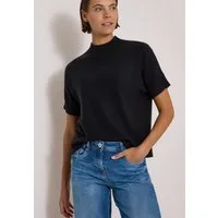CECIL Kurzarmpullover mit Ripp-Details