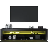 SONNI TV-Schrank TV-Schränke mit LED Beleuchtung Weiß/schwarz 120-180cm breit Dicke: 15 cm Brett TV Lowboard