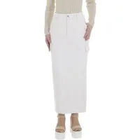 Ital-Design Lederimitatrock Damen Elegant (86365153) Stretch Maxirock in Weiß