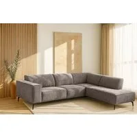 Home affaire Ecksofa LORCAN mit Metallfüßen, Breite 275 cm, weiches Sitzgefühl, Metallfüße, Lederoptik, Struktur, Bouclé