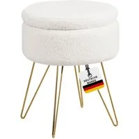 Albatros International Polsterhocker Albatros Hocker mit Stauraum Cannes Sitzhocker mit Stauraum, Modern (Weiss, Sherpa), optimal als Fußhocker oder Hocker Schminktisch