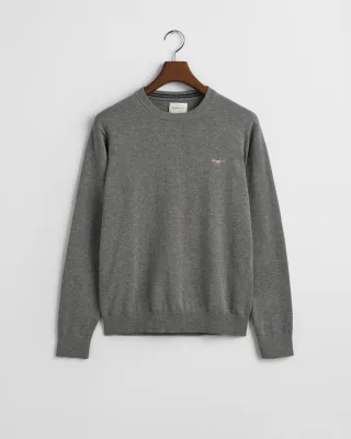 GANT - Rundhalspullover aus Baumwolle dark grey melange - Gr. - XL