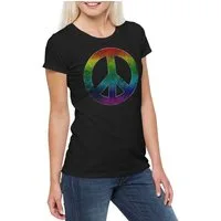 Urban Backwoods Print-Shirt Rainbow Peace Symbol Damen T-Shirt Hippie Sign Logo Frieden Regenbogen (1-tlg) Hippie 60s Cultur Goa