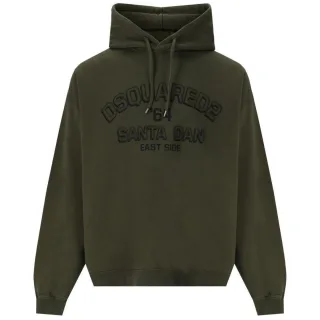 Dsquared2 Loose Fit Santa Dan Logo Grüner Kapuzenpullover