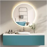 HOKO Badspiegel mit Beleuchtung, Led-Lichtspiegel rund 60cm / 80cm (Warmweiß - Kaltweiß - Neutral. Licht mit Touch Schalter und mit Wandschalter einschaltbar. Memory-Funktion.IP44, 5mm HD Glass), LED Wandspiegel, Badezimmerspiegel, Rund Spiegel