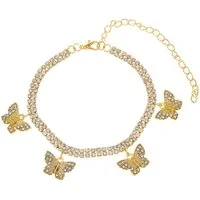 KARMA Fußkette mit Anhänger Schmetterling Silber od. Gold 21 cm Fußkettchen (1-tlg., Urlaub Strand Abendmode), modern filigrane Fußschmuck