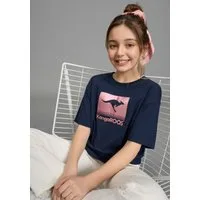 KangaROOS T-Shirt Kurze Form mit Folienprint für Mädchen bequeme Passform, Kurzarm, mit modischem Druck, aus Baumwolle