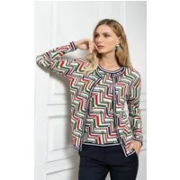 Passioni Cardigan Twinset mit klassischem Schal-Print