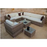 Ragnarök Möbel-Design Gartenlounge-Set Narvik, (Set, Ecklounge, Polyrattan, Alu), Sitzpolster ca. 16 cm dick und haben 2 intergrierte Härtegrade