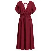 ITALY VIBES Sommerkleid - Lockeres einfarbiges Maxikleid - langes Wickelkleid Damen ONE SIZE - passend für Größen S-L