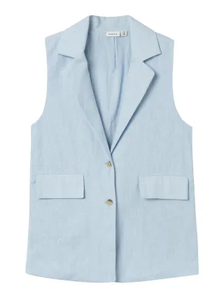 NAME IT - NKFFALINNEN WAISTCOAT chambray blue - Gr. - 122/128
