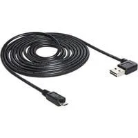 EASY-USB 2.0 Kabel, USB-A Stecker 90° > Micro-USB Stecker schwarz, 5 Meter, rechts / links abgewinkelt