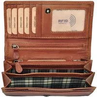 Benthill Geldbörse Damen Echt Leder Portemonnaie Frauen Geldbeutel RFID Schmal und Lang, RFID-Schutz Kartenfächer Münzfach Reißverschlussfach