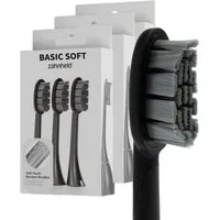 Zahnheld Aufsteckbürsten Ersatzbürsten Basic Soft - ideal für Schallzahnbürste Gero, im 3er, 6er oder 9er Set, Zahnpflege Set, sensibles Zahnfleisch & Zähne, plastikfrei verpackt, 9 Stück, schwarz