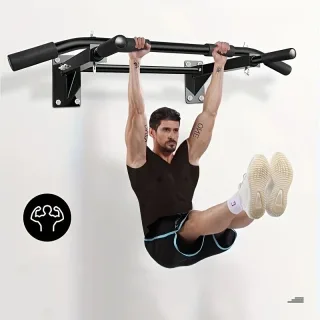 [EU Direct] Bominfit Wall Mounted Pull Up Bar Heavy Duty Multi-Grip Chin Up Bar Upper Body Workout Station with Eyelet f