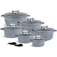 KlönBerg Topf-Set Wunderschöne Töpfe mit Steinbeschichtung in 6 verschiedenen Größen, Aluminiumguss, Aluminium, Keramik, Edelstahl (Passt in jede Küche! (1.3L / 2.3L / 2.3L / 3.2L / 4.5L / 6.8L), 12-tlg., Es ist eine perfekte Geschenkidee für jeden A