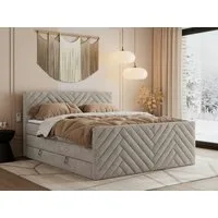 MKS MÖBEL Boxspringbett PARIS KING DUO (Packung, Set, Zwei Bettkästen, Topper T25/Visco, T30-Schaum), Boxspringbett, Fußteil, Doppelbett, Multipocket-Matratzen