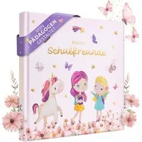 Eulentaler Freundebuch für Mädchen (Schule) I von Pädagogen gestaltet, Prinzessinen, Einhörner & Goldprägung, Geschenk für Schulkinder