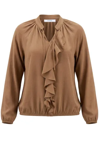 Bianca - Rüschenbluse braun - Gr. - 48