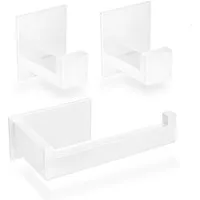 ECENCE Toilettenpapierhalter 1x Toilettenpapierhalter + 2x Handtuchhaken Badezimmerset (3-St)