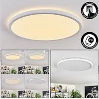 hofstein Deckenleuchte dimmbare Deckenlampe aus Kunststoff in Schwarz/Weiß, LED wechselbar, 3000 Kelvin, runde Leuchte im modernen Design, dimmbar über Lichtschalter, 22 Watt